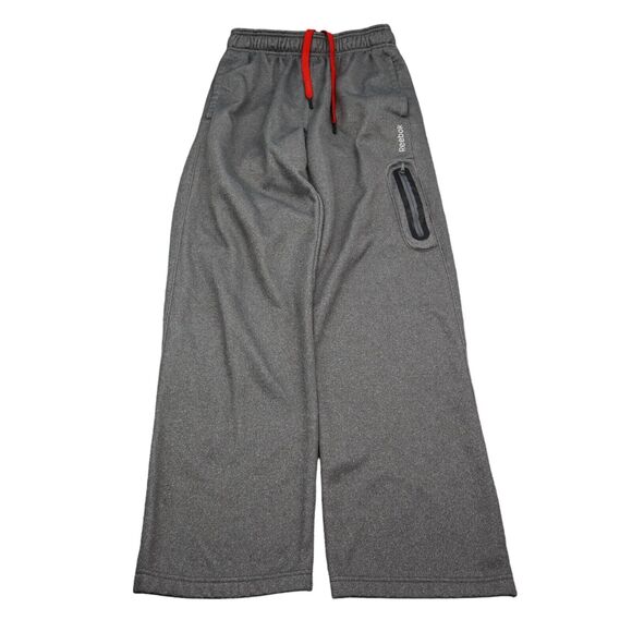 Reebok Pants Mens Gray Elastic Waist Red Drawstring Zip Pocket Sweatpants - Picture 1 of 16